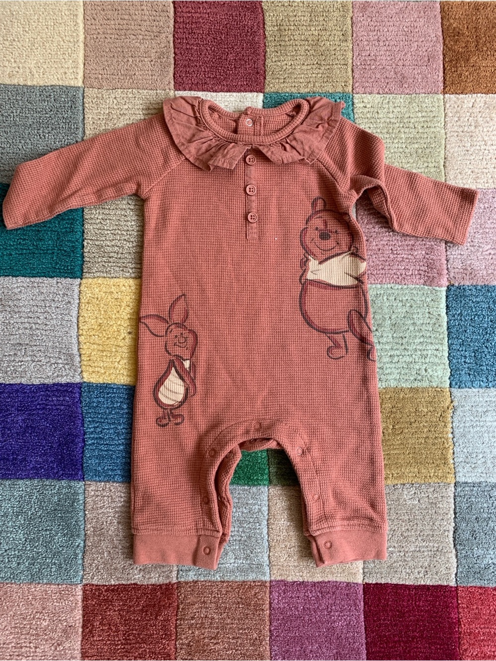 6-9M Disney Baby Winnie the Pooh and Piglet Romper with Ruffle Collar